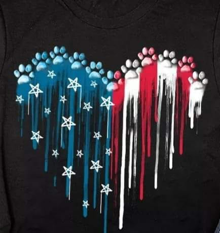 Screen printed transfer - Dog Paw Heart Flag