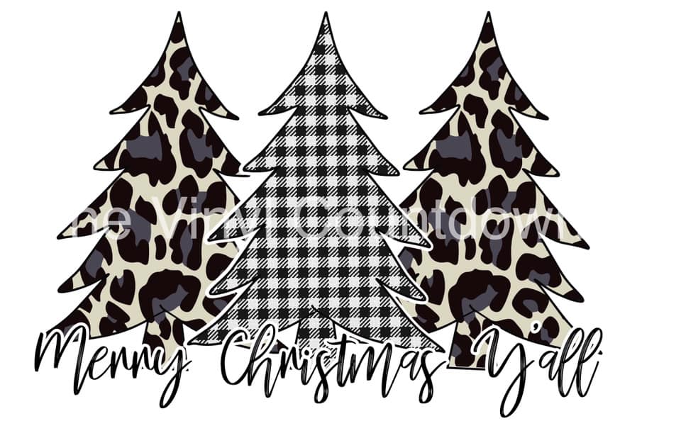 Leopard Plaid Christmas Trees sublimation transfer - 8X11