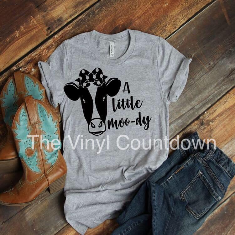 Screen printed transfer- A little moo-dy