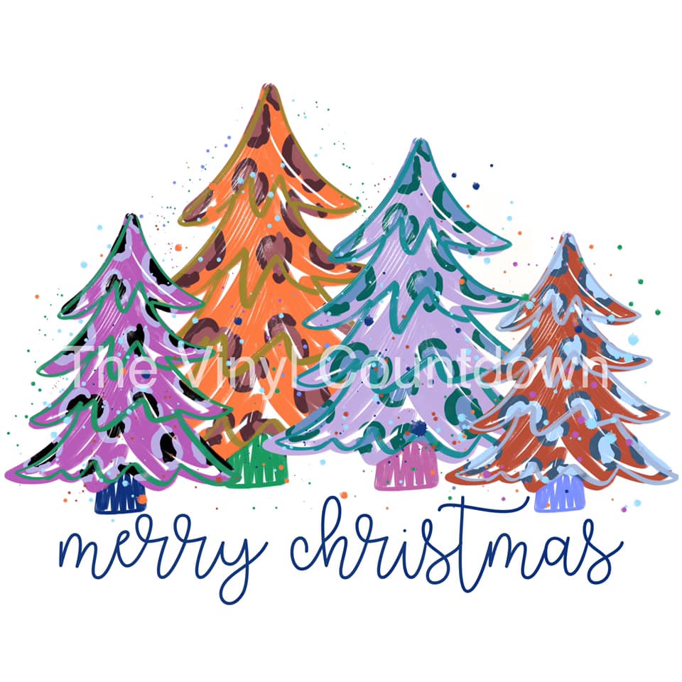 Pastel Christmas trees sublimation transfer - 8X11