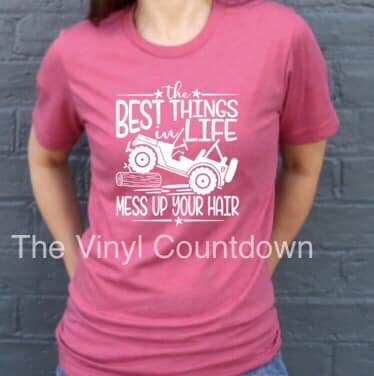 Screen printed transfer - Best Things In Life Mess Up Your Hair