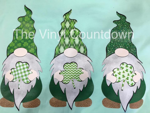 Screen printed transfer - St. Patrick's Gnomes