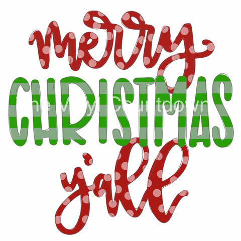Merry Christmas Y'all word art sublimation transfer - 8X11