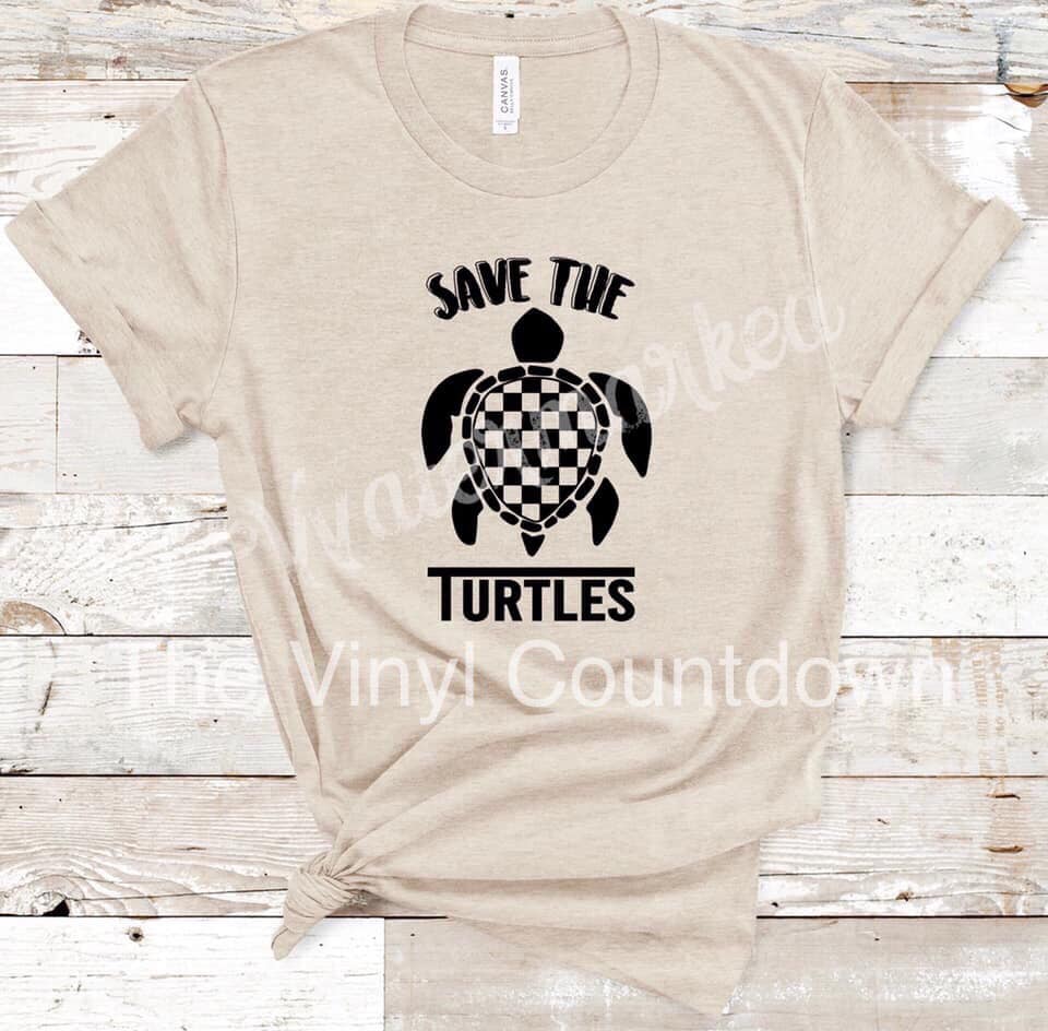 Screen printed transfer - Save the turtles