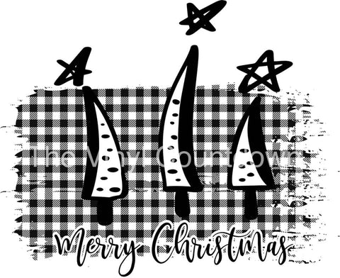 Squiggle Christmas trees black and white sublimation transfer - 8X11